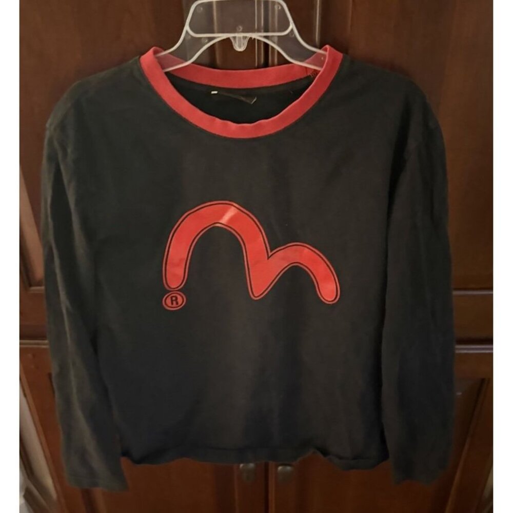 Evisu women’s black long sleeve shirt sz XL